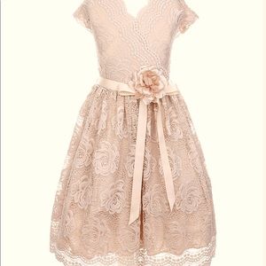 Just Kids Champagne Floral Sash Dress